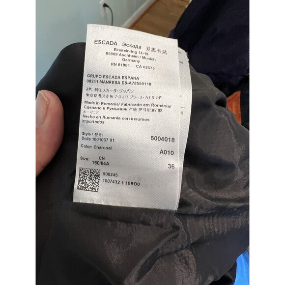 Escada Blazer Two Button Blouse Dress Suit Gray Tweed 36 Small - Picture 7 of 8